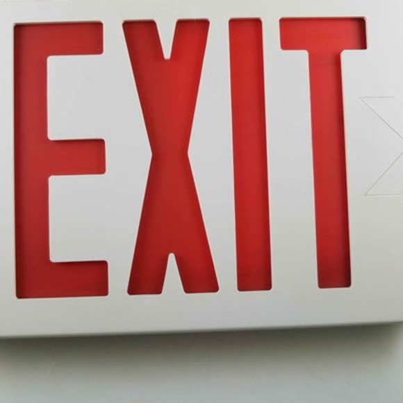 LED Universal Exit Fixture PAC02012RW White Housing Red Letters AC 12" X 7" Sign - Picture 2 of 8